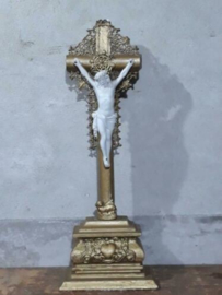 Oude Antieke Crucifix Kruisbeeld Jezus Biscuit Filligrain