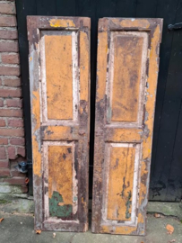 Oude Brocante Set Sobere Luiken Patina Hardhout Oker