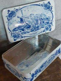 Oud Vintage Verkade Blik Koekblik Delfts Blauw