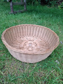 Oude Vintage Rieten Platte Mand