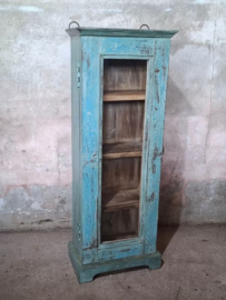 Oude Vintage Wandkastje Hangkastje Vitrine Kastje Ibiza Aqua
