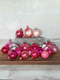 Oude Vintage Kerstballen 7388 Set  Roze