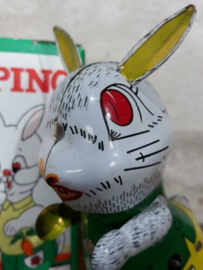 Oud Vintage Blikken Speelgoed - China - Springend Konijn Rabbit