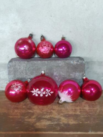 Oude Vintage Kerstballen 7392 Set Roze