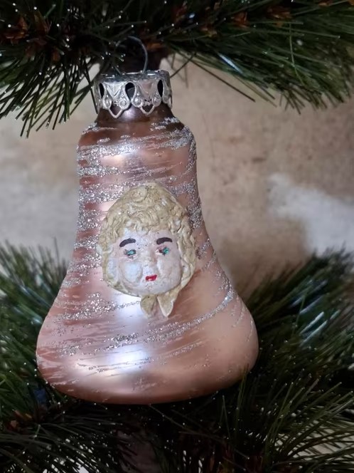 Oude Vintage Kerstbal 9006 Klokje