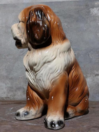 Oude Vintage Gipsen Beeld Hond St. Bernard