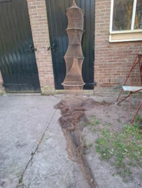 Oud Vintage Katoenen Fuik met Houten Hoepels met Drijvers
