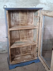 Oude Vintage Wandkastje Hangkastje Vitrine Kastje Ibiza Lila