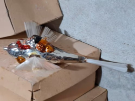 Oude Antieke Kerstbal 8460 Kerstman Vliegtuig Staart Vleugels