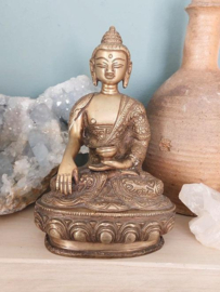 Oude Vintage Koperen Boeddha Boeddhisme Shakyamuni Mudra