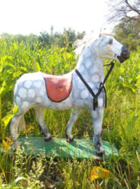 Oud Antiek Paard Papier Mache Frankrijk op Wielen