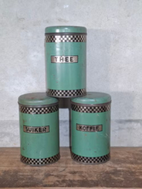 Oude Vintage Voorraadbussen AJP Niemeijer Koffie Thee Suiker