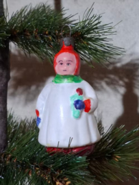 Oude Antieke Vintage Kerstbal 10105 USSR Meisje met Bloemen