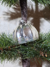 Oude Antiek Vintage Kerstbal 10228 Deukbal Gesponnen Glaswol