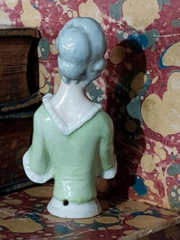 Oude Antieke Porseleinen Halfdoll met Waaier