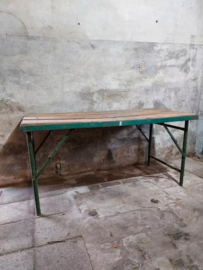 Oude Vintage Metalen Tafel Markttafel Sidetable Groen