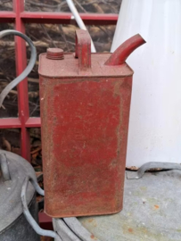 Oud  Vintage Olieblik Steenrood