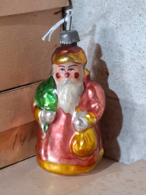 Oude Antieke Vintage Kerstbal 8881 USSR Kerstman