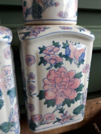 Oude Brocante Chineese Gemberpot Pioenroos