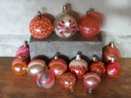 Oude Vintage Kerstballen 7755 Set Roze