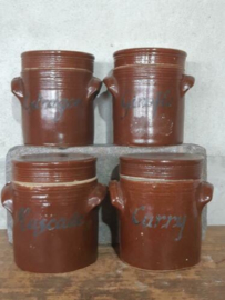 Oude Brocante Franse Grespot Pot Aardewerk Kruidenpotjes