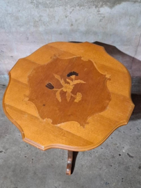 Oude Brocante Franse Bijzettafel Wijntafel Ingelegd
