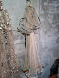 Oud Vintage Visnet met Drijvers Groen