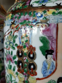 Oude Antiek Set Chinese Vazen Handbeschilderd
