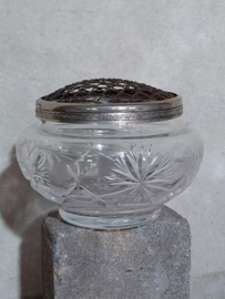 Oude Brocante Engelse Pique Fleur Flowerbowl Bloemensteker Kristal