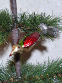 Oude Vintage Kerstbal 10279 USSR Vogel  op Clip