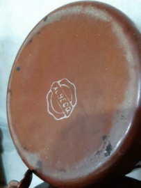 Oud Brocante Emaille Kannetje Stroopkan Marron Bruinrood