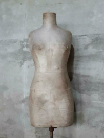 Oude Antieke Mannequin Buste Paspop op Voet Girard Paris Zijde