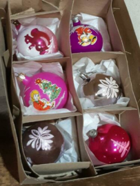 Oude Vintage Kerstballen 5673 Doosje Mix Roze