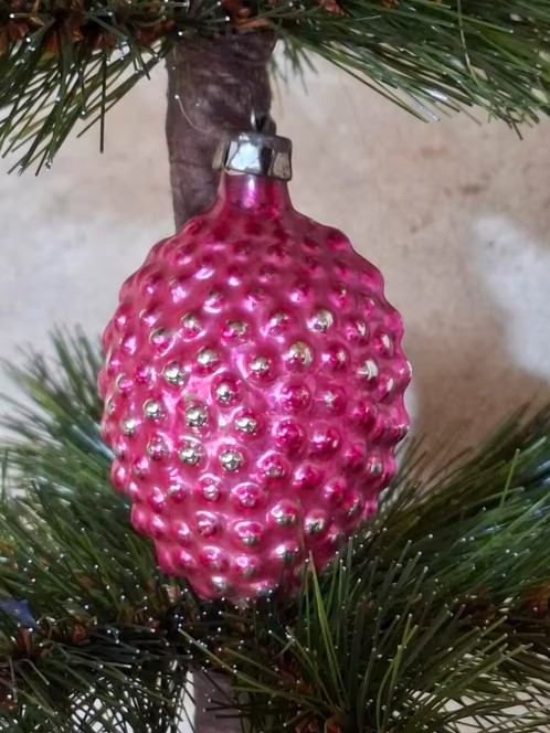 Oude Antiek Vintage Kerstbal 9016 Framboos