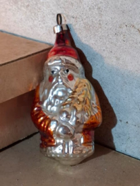 Oude Antiek Vintage Kerstbal 8652 Kerstman Appelwangen