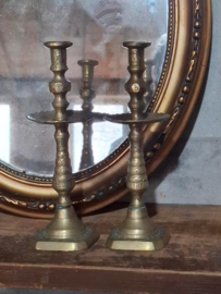 Oude Vintage Set Koperen Kandelaars Bohemian