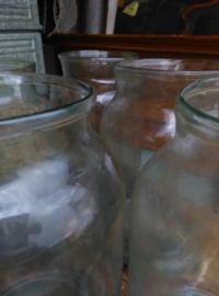 Oude Brocante Vintage Vaas met Dubbelgeslagen Rand Inmaakpot
