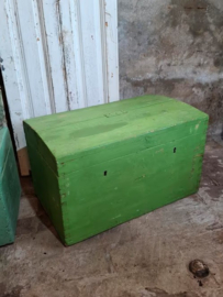 Oude Brocante Houten Kist Groen