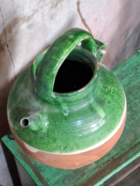 Oude Antieke Franse Aardewerk Kruik Gargoulette Groen