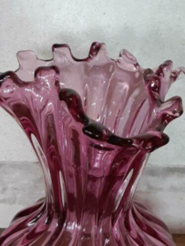Oude Vintage Mid Century Mondgeblazen Glazen Vaas Egermann Roze 