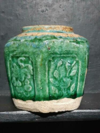 Oude Antiek Chinese Shiwan Gemberpot Turquoise Groen