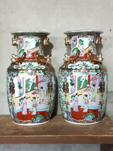 Stoel invoer Methode Oude Antiek Set Chinese Vazen Handbeschilderd | Oude Antiek Gemberpotten en  Chinees Keramiek | Aan de Punt