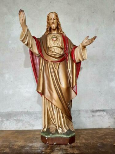 Franje Uitstekend Vakantie Oud Antiek Heiligenbeeld Jezus Beeld Heilig Hart | Brocante Antieke Beelden  & Corpus | Aan de Punt