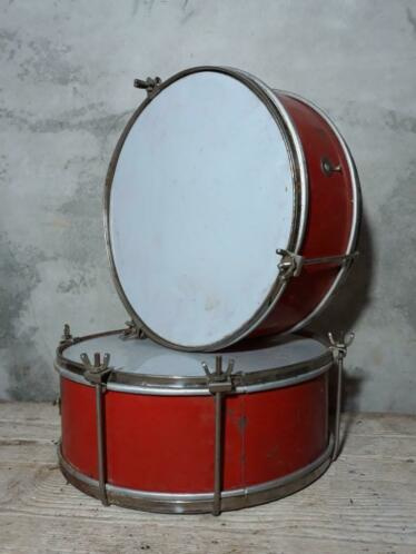 Oude Brocante Rode Trommel Drum | & Vintage Speelgoed & de Punt