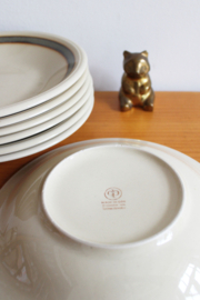 Aardewerk vintage servies, Colditz. Retro borden/kopjes en schotels