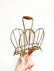 Goudkleurig metalen vintage servet houder. Retro postvakje.