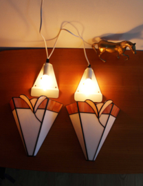Twee wandlampjes in Tiffany stijl. Set romantische nachtlampjes
