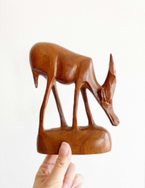 Houten vintage gazelle / antilope?  Handgesneden retro beeldje