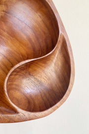 Teak houten vintage snackschaal,  Laur Jensen? Retro bord / schaal