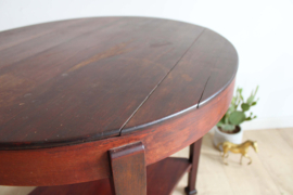 Ronde Art Deco tafel. Houten vintage salon / bijzettafel - Amsterdamse School